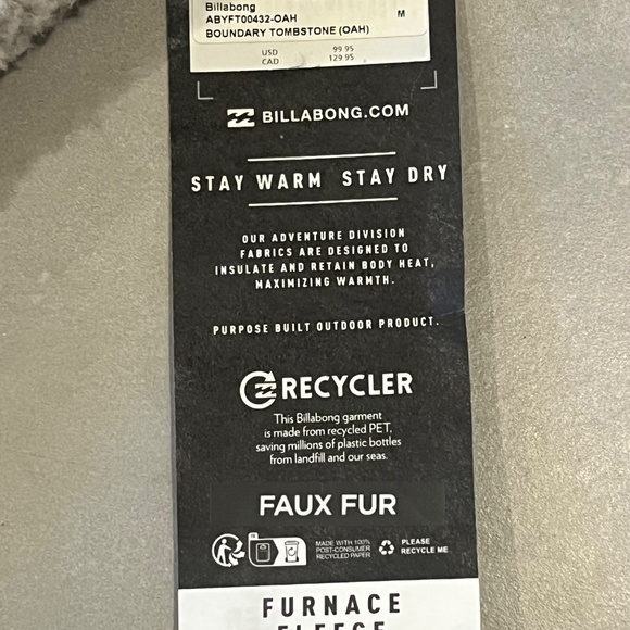 NWT Billabong Boundary Tombstone Fleece Sherpa Adventure Division Men's Medium - Picture 7 of 9